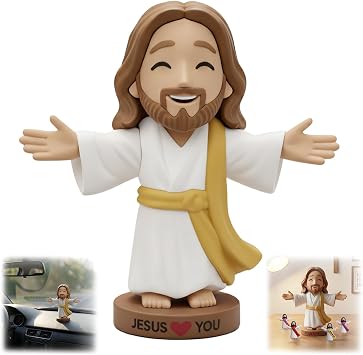 4" Large Jesus Love You Figures for Car Dashboard, Jesus Loves You Figurines, Miniature Decor Figurines to Hide and Seek Religious