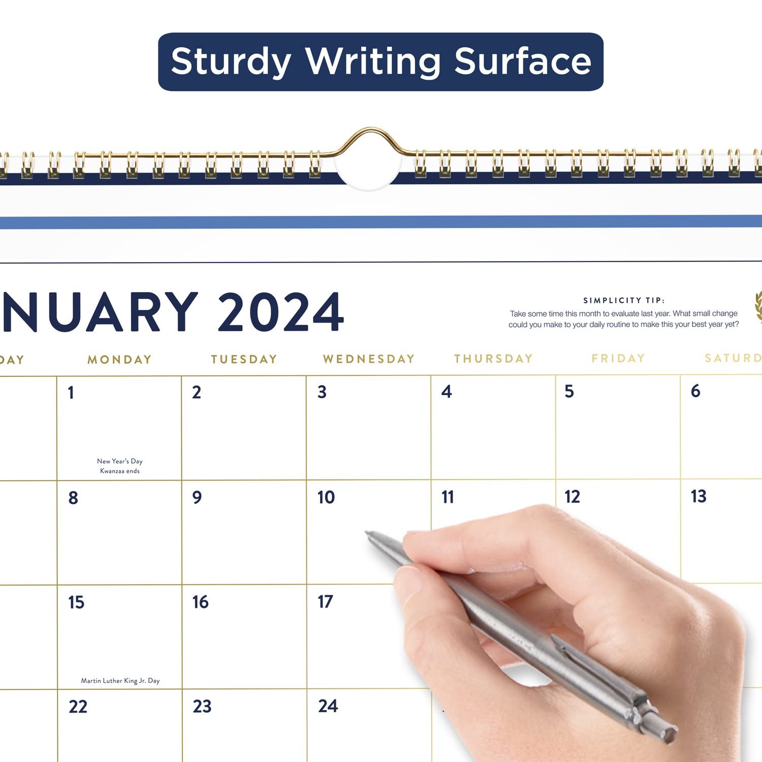 Calendario de pared 2024 simplificado por Emily Ley para AT-A-GLANCE, mensual, 15 x 12 pulgadas, mediano, Happy Stripe (EL16-707-24)