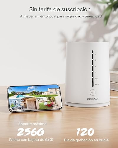 Miniatura 2 de COOAU Cámaras para seguridad en el hogar al aire libre, sistema inalámbrico de cámara de seguridad solar de 4 MP, kit de 4 cámaras, giro e