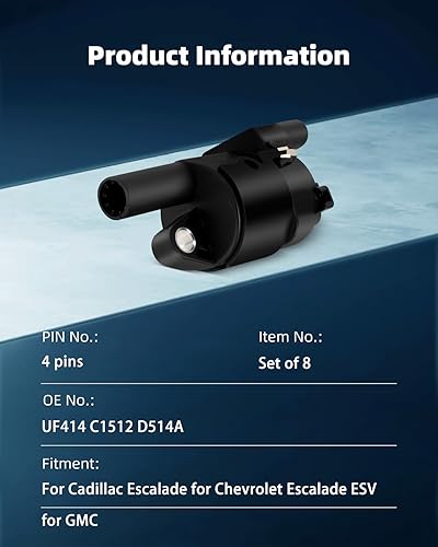 Miniatura 3 de ECCPP Bobinas de encendido de repuesto portátiles para automóvil, compatibles con BuickCadillacGMCpara Chevy 2005-2012, repuesto para UF414 C1512