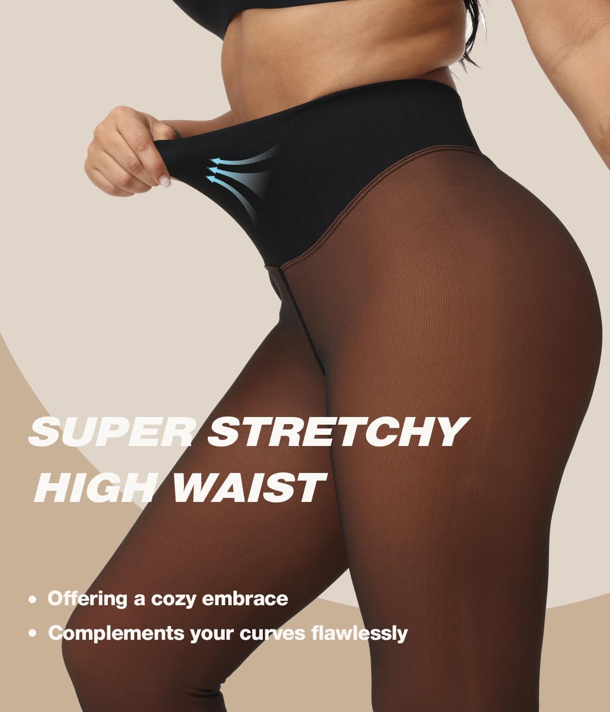 MERYLURE One Seam Fleece Lined Tights Women Fake Sheer Thermal Leggings Tummy Control Butt Lifting Winter Warm Pantyhose - Image 4