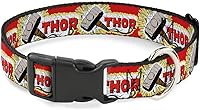 Vista 1 de Marvel Comics - Collar para mascotas, collar de perro, hebilla de plástico, martillo Thor, rojo, amarillo y blanco, de 15 a 24 pulgadas, 1.0