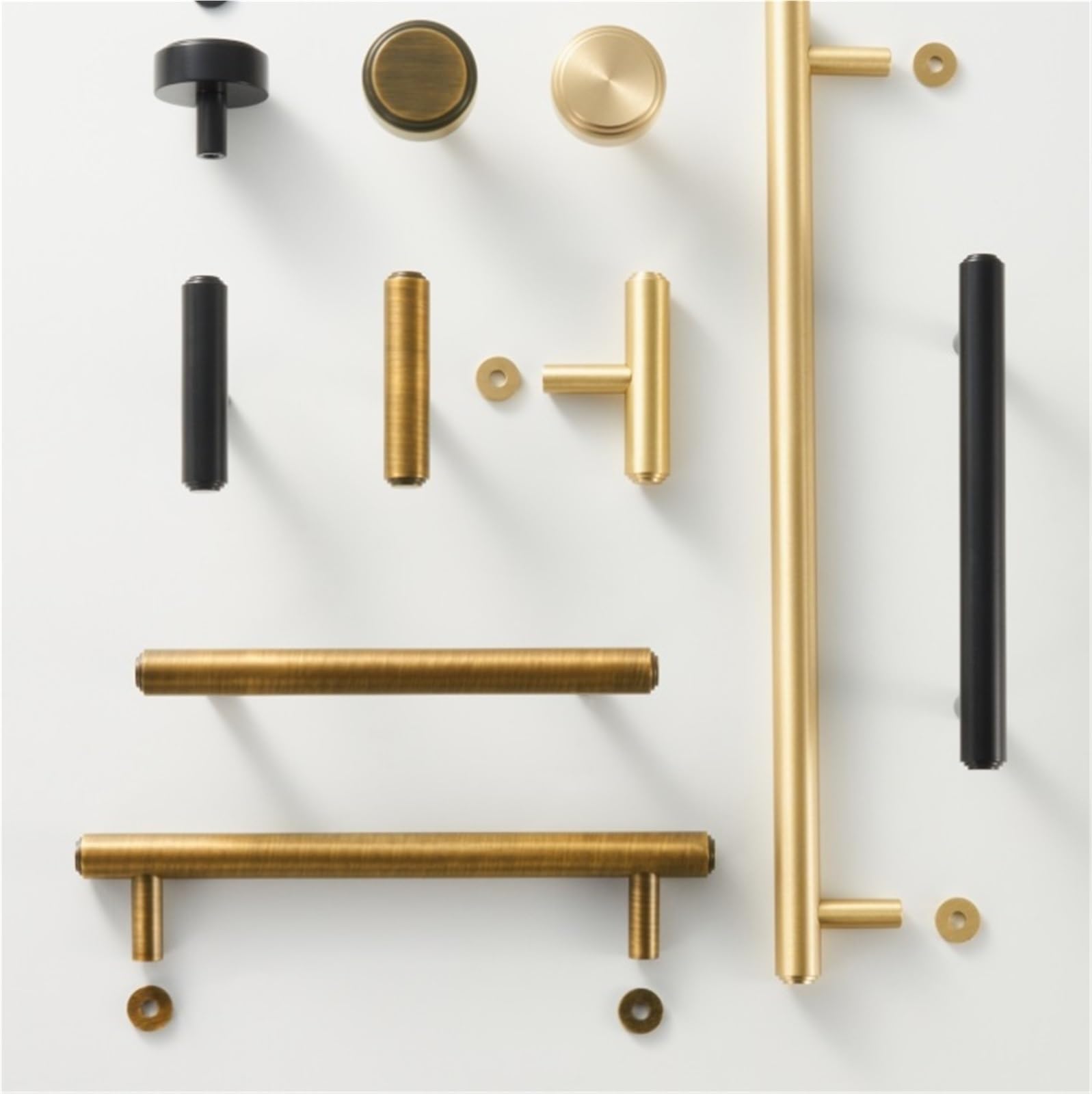 2 Pcs Solid Cabinet Knob Antique Brass T-bar Wardrobe Drawer Door Handle Pull(Black,M)