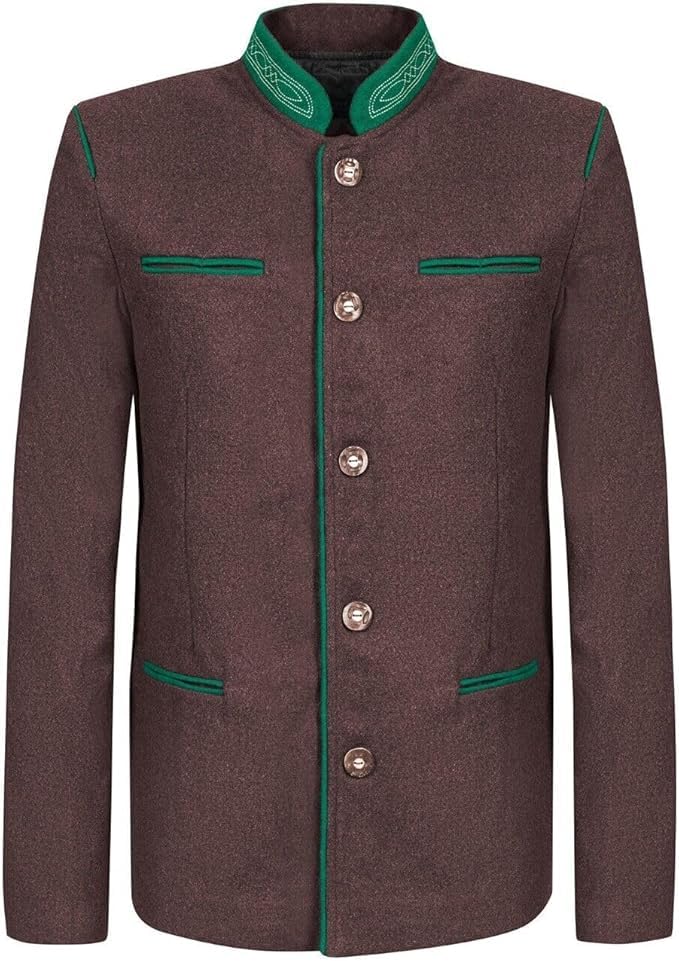 Brown German Bavarian Jacket Austrian Traditional Tyrol Loden Blazer Wool Jacket