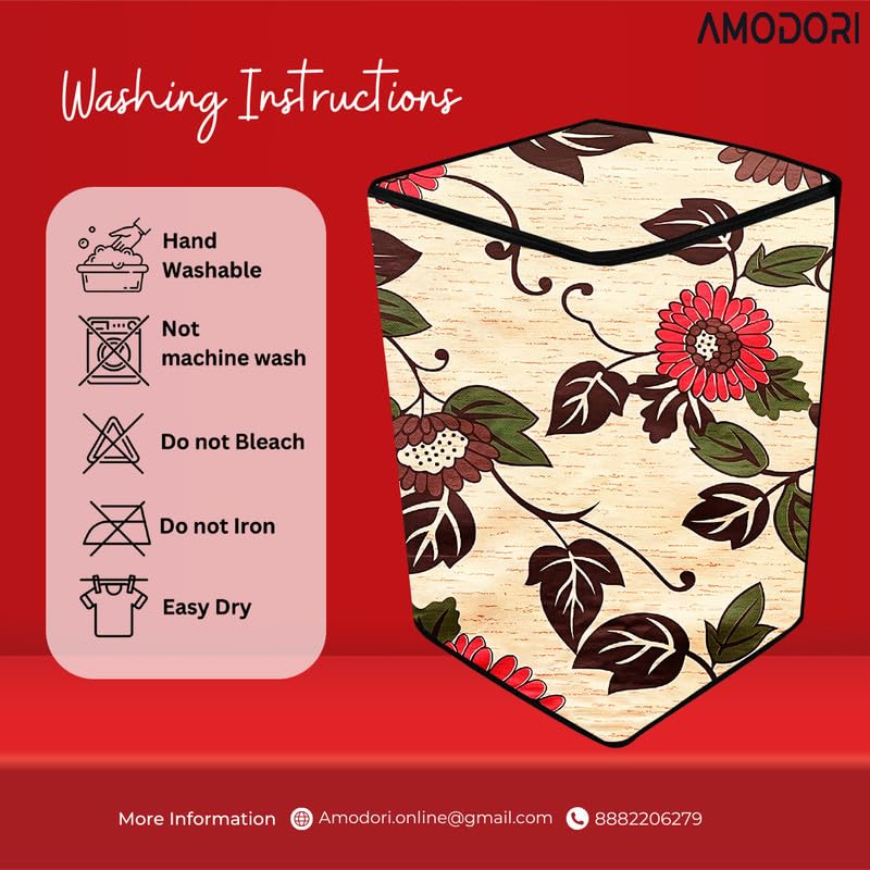 Image of Waterproof Top load washing machine cover Compatible for LG 8kg ,8.5kg ,9kg ,10kg ,10.5kg ,11 KG) floral Beige Multi Print