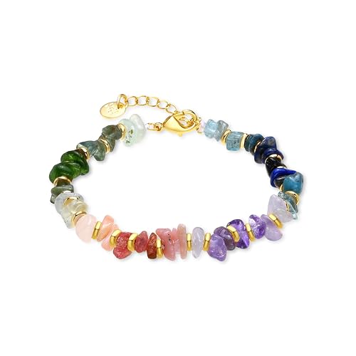 LUXENTER Pulsera Mujer en Aleación de Metal con Fluorita Color Dorado Acabado en