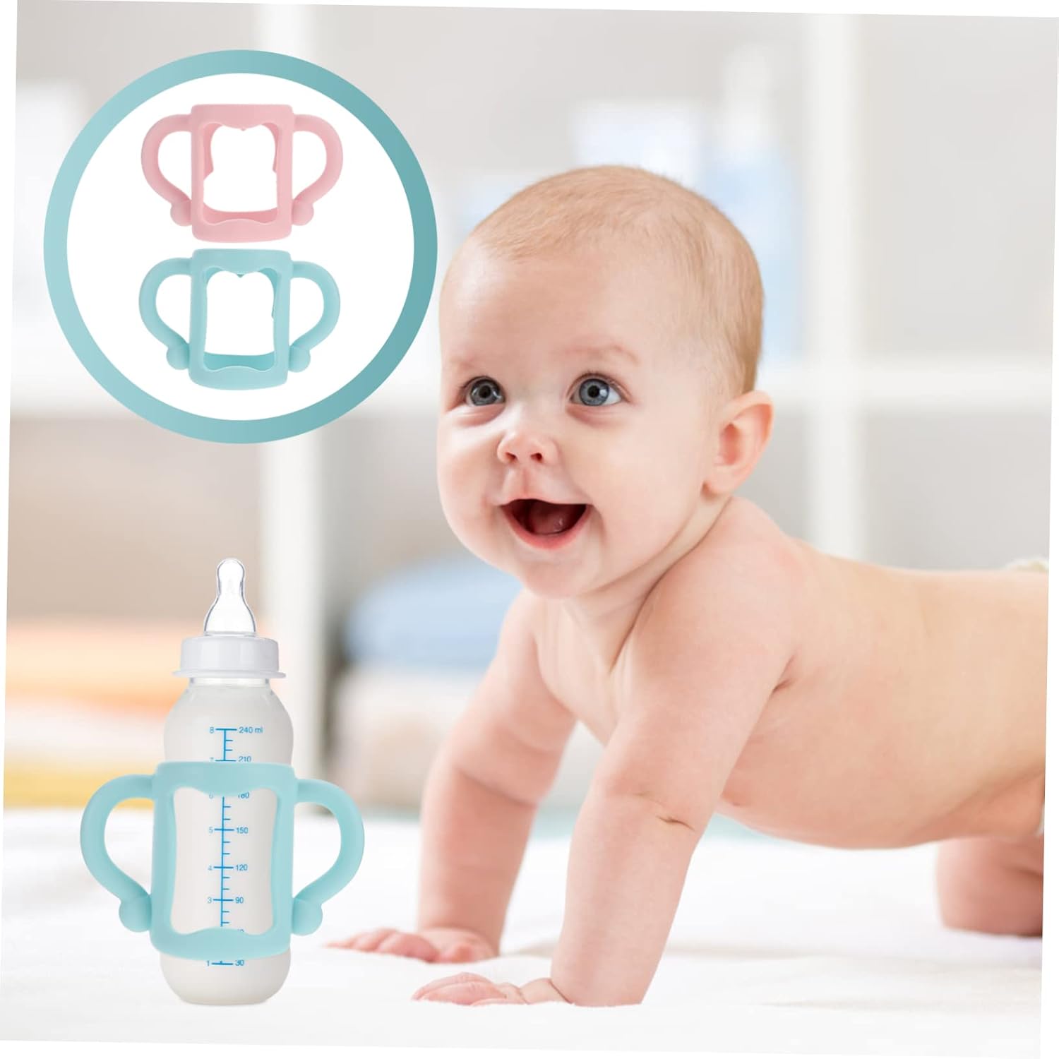 2Pcs Silicone Baby Feeding Bottle Handles Grip for Newborns Universal Fit Easy to Hold Non-Slip for Training