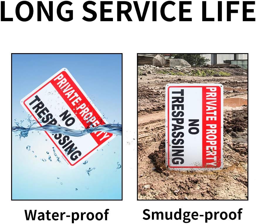 3 Pack Private Property No Trespassing Sign 10"x 7" .04" Aluminum Reflective Sign Rust Free Aluminum-UV Protected and Weatherproof