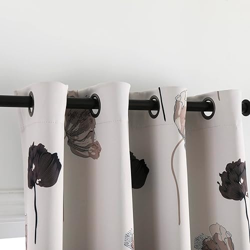 Taisier Home - Cortinas con estampado floral, aisladas térmicamente para dormitorio, absorción de calor, oscurecimiento de la habitación, ahorro de