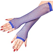 Lastclream 80s Fishnet Sleeves for Women Cosplay Costume Party Accessories Fingerless Mesh Fishnet Gloves
