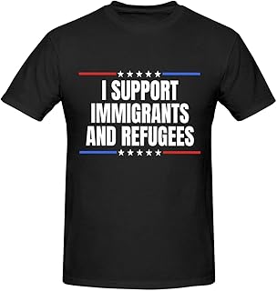 Camiseta de Manga Corta para Hombre con la Frase Apoyo a los inmigrantes y Refugiados