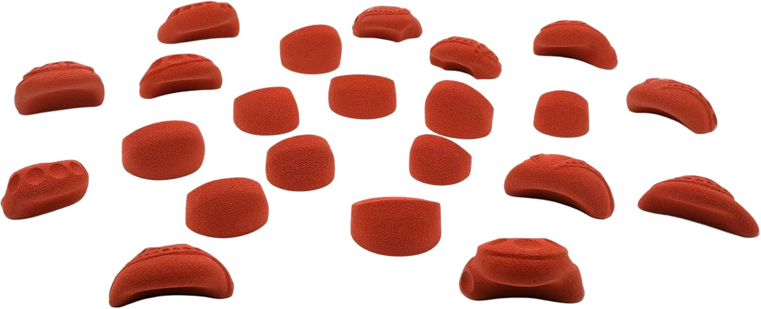 Atomik Rock Climbing Holds Set of 22 Bolt-on Kids Tennis-Shoe Friendly in Earth Tone Rust