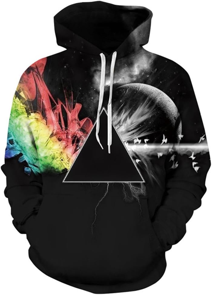 Cavinsle Sweatshirts Men/Women 3D Sweatshirts Print Sunlight Refraction Rainbow Hoodies L