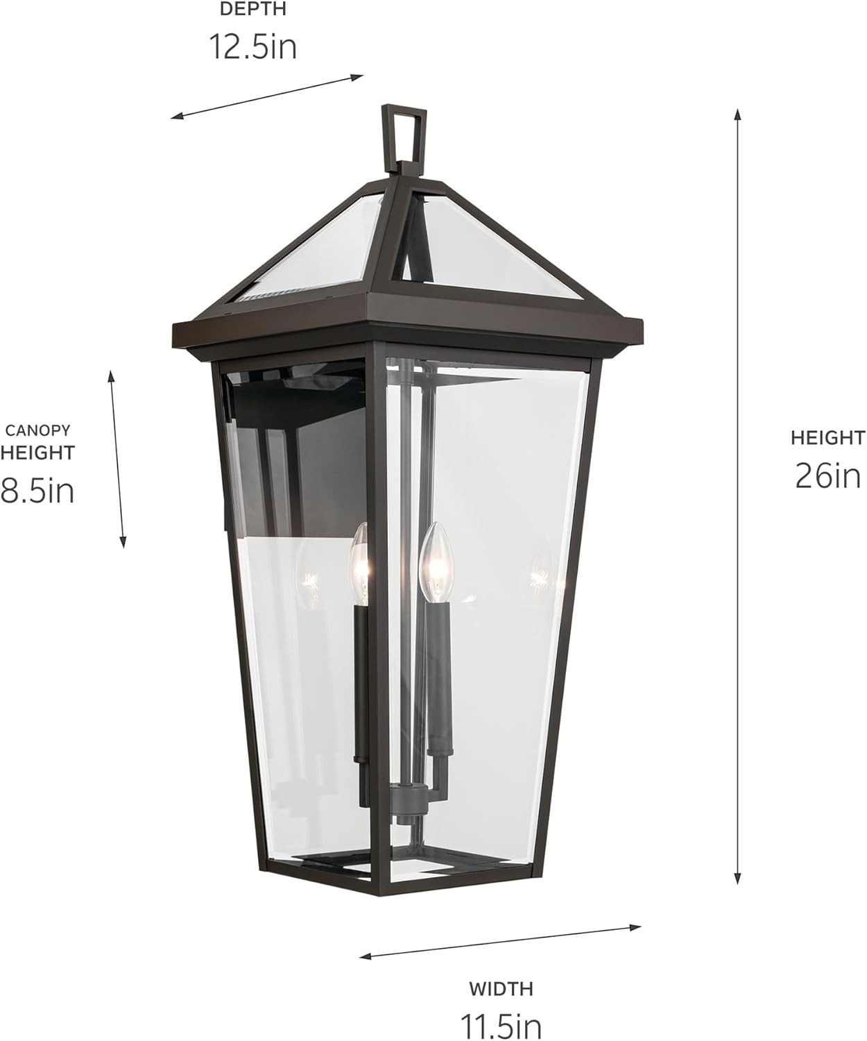 KICHLER Regence 2-Light Olde Bronze Luxe Updated Traditional Outdoor Wall Light with Clear Glass for Outdoor Walls, Exterior Doors, Garage, Porch or Patio Walls