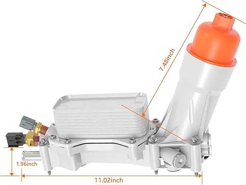 Miniatura 6 de Aumzong 926-959 Enfriador de aceite del motor y adaptador de carcasa de filtro de aceite aluminio mejorado compatible con Chrysler 200 300 2011-2016