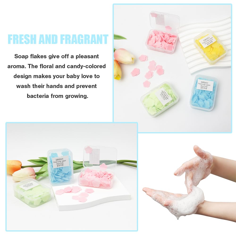 Papier à Savon Portable en Boîtes Mini 8 Pièces Feuilles de Savon de Voyage Jetables avec Boîte Plastique Camping