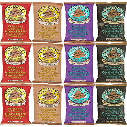 Kettle Cooked Potato Chips, Gluten-Free A Crunchier Tastier Dirty Potato Chip, Ultimate Variety Pack, 1.5oz Bag 12-Pack Variety