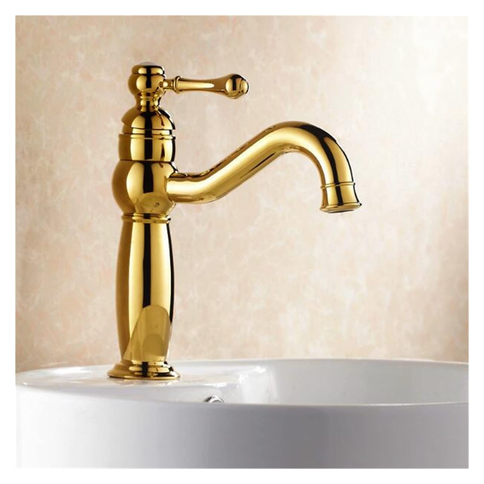 Robinet de lavabo en laiton doré mitigeur de salle de bain vintage eau chaude et froide