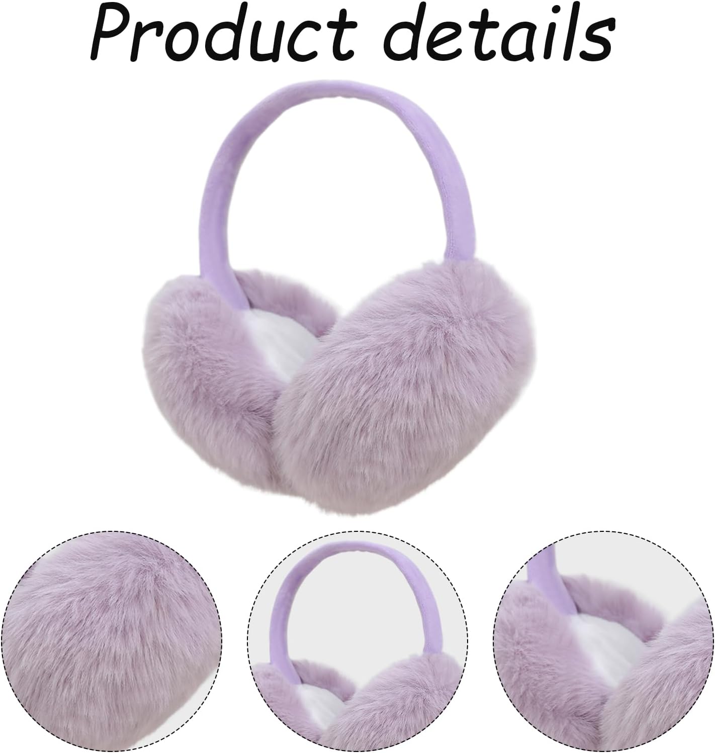 Ear Muffs for Winter Women,Foldable Ear Warmers, Ear Muffs Black Fluffy Earmuffs, Winter Accessories for Women