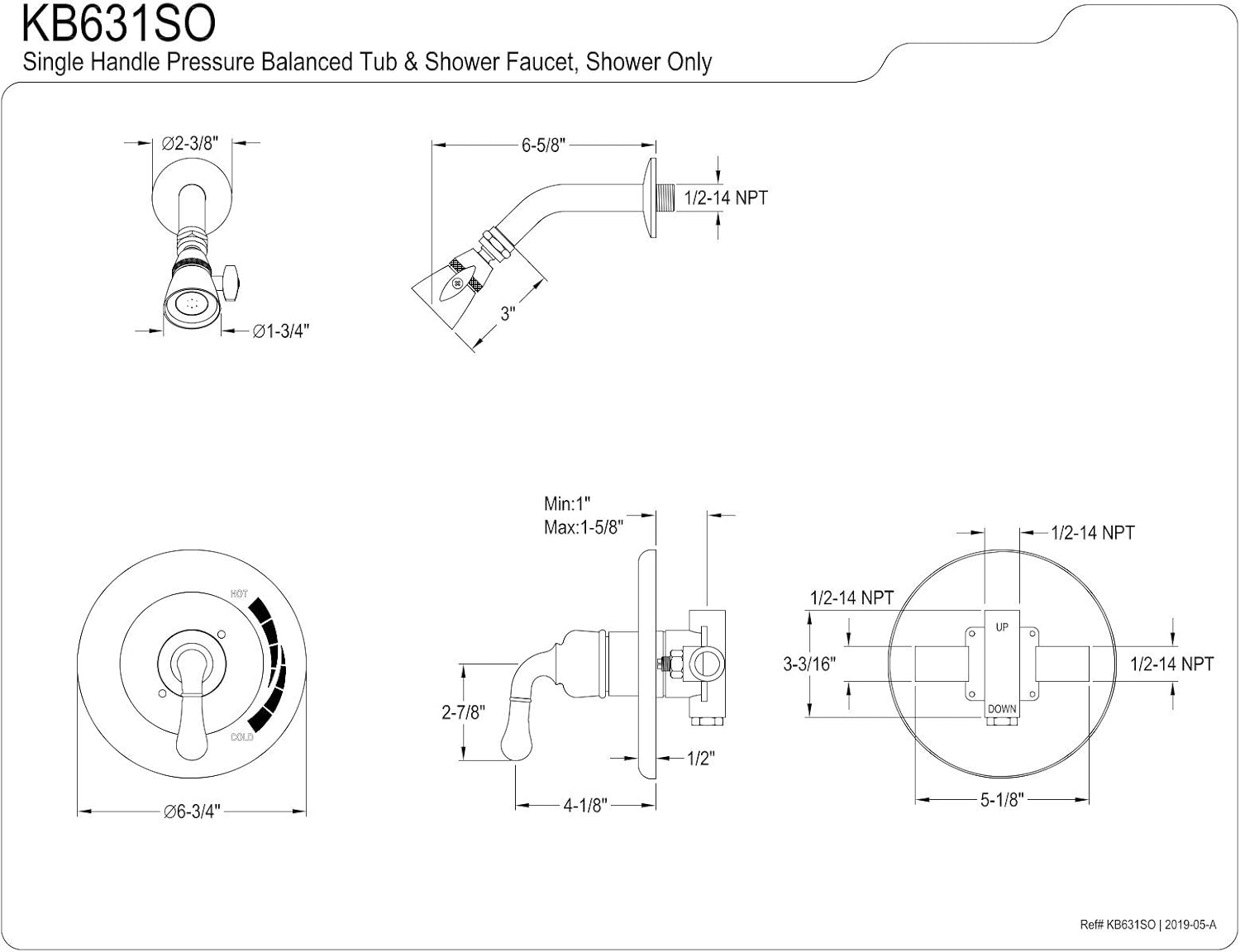 60% оƒƒ Dіѕсоunt Kingston Brass KB631SO Tub and Shower Faucet, Shower Only, 7 Diameter Escutcheon, Polished Chrome.