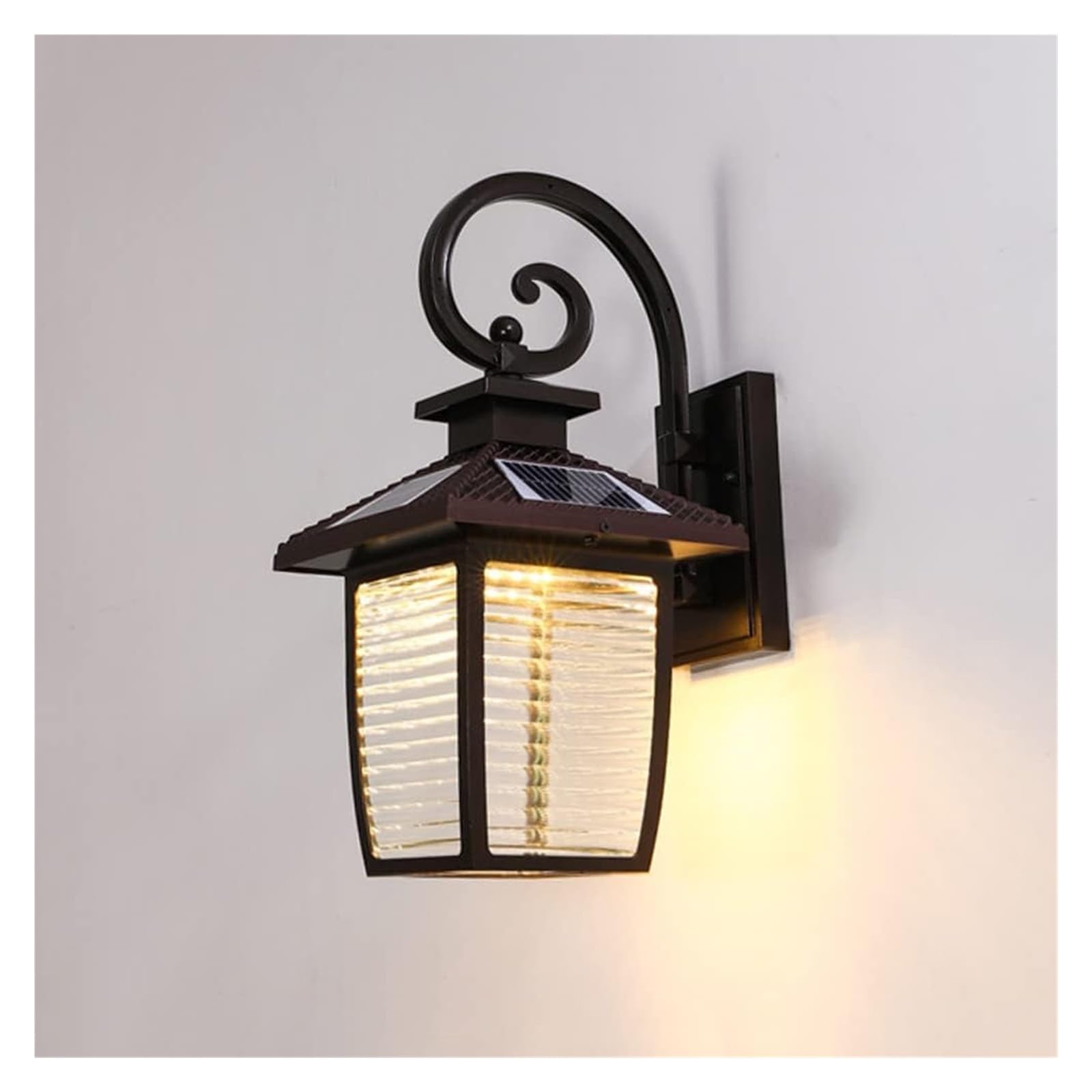 VGTLAKEX Wall Light Solar Outdoor Wall Lantern Waterproof Sconce Fixture Vintage Lamp Coach Light Power Porch Lamps with Clear Glass Shade