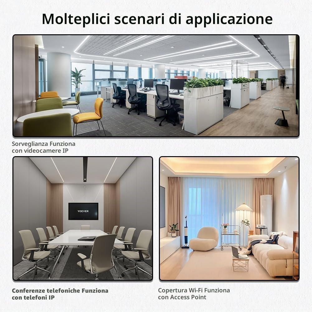 Switch Poe 8 Porte, Switch Ethernet Gigabit con 8 Porte Poe + 120 Watt, 2 Porte Gigabit Uplink, IEEE-802.3af / at, Configurazione Semplice, Senza Ventola