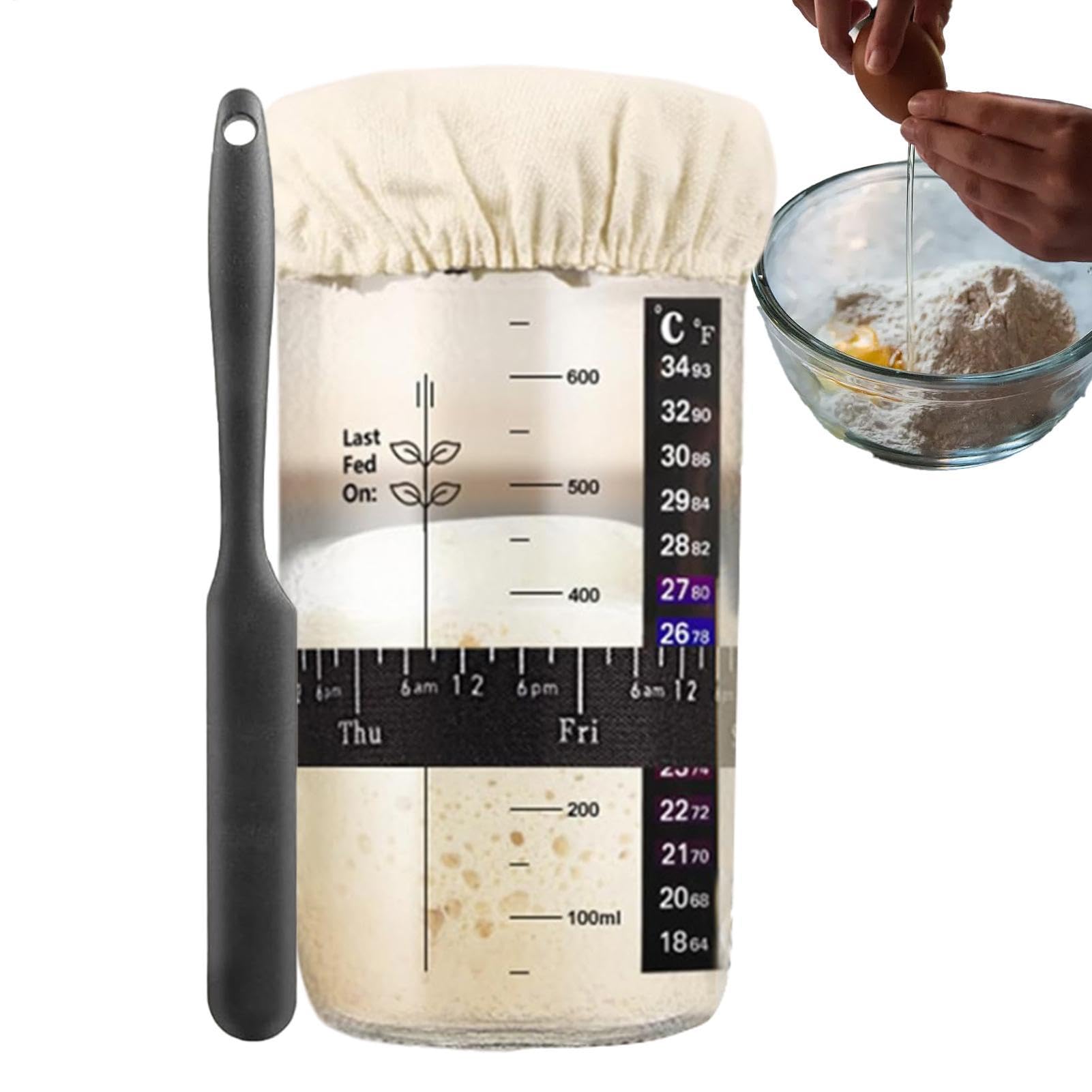 Tarro de fermentación de 24 oz con tapa de metal y raspador para pan