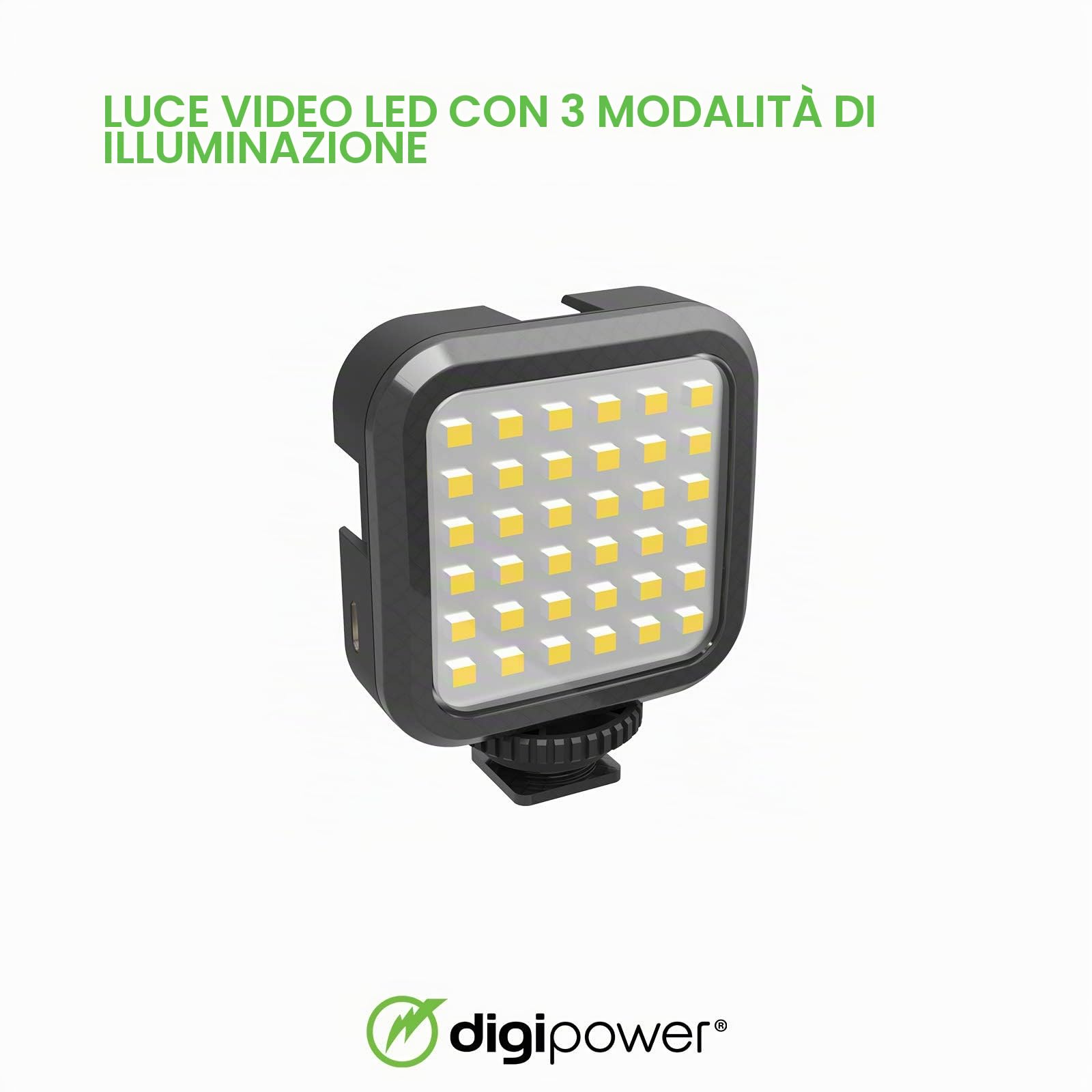 DigiPower Vlog Kit Follow Me DPS-VLG4 - set di 4 vlogging con maniglia per fotocamera, luce video LED, microfono universale e mini treppiede, compatibile con telefoni cellulari