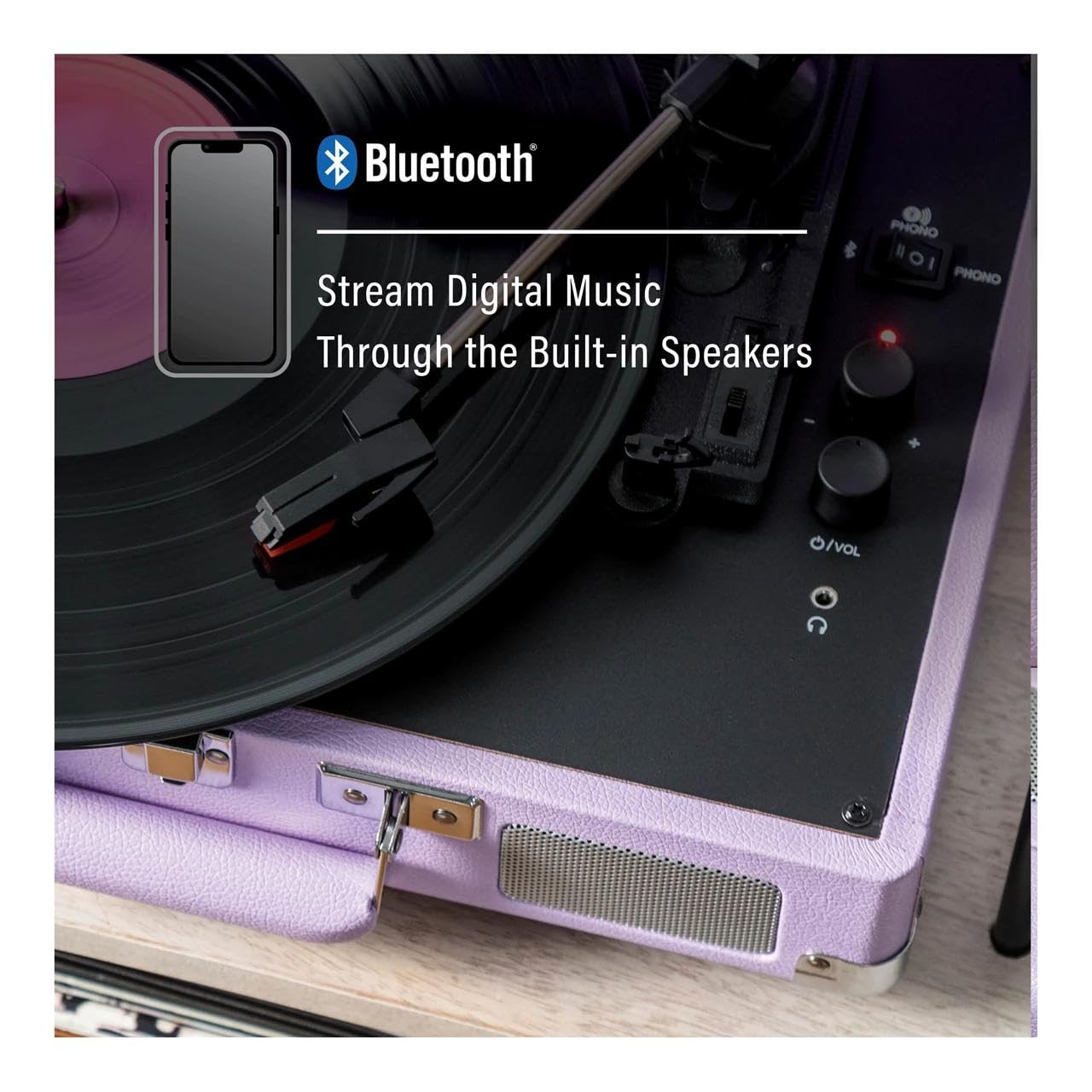 Crosley Cruiser Plus Tourne-Disque Portable - Lecteur de Disque Bluetooth, Lecteur Vinyle Trois Vitesses de Type Valise, platines pour disques vinyles à Domicile, Haut-parleurs stéréo intégrés et