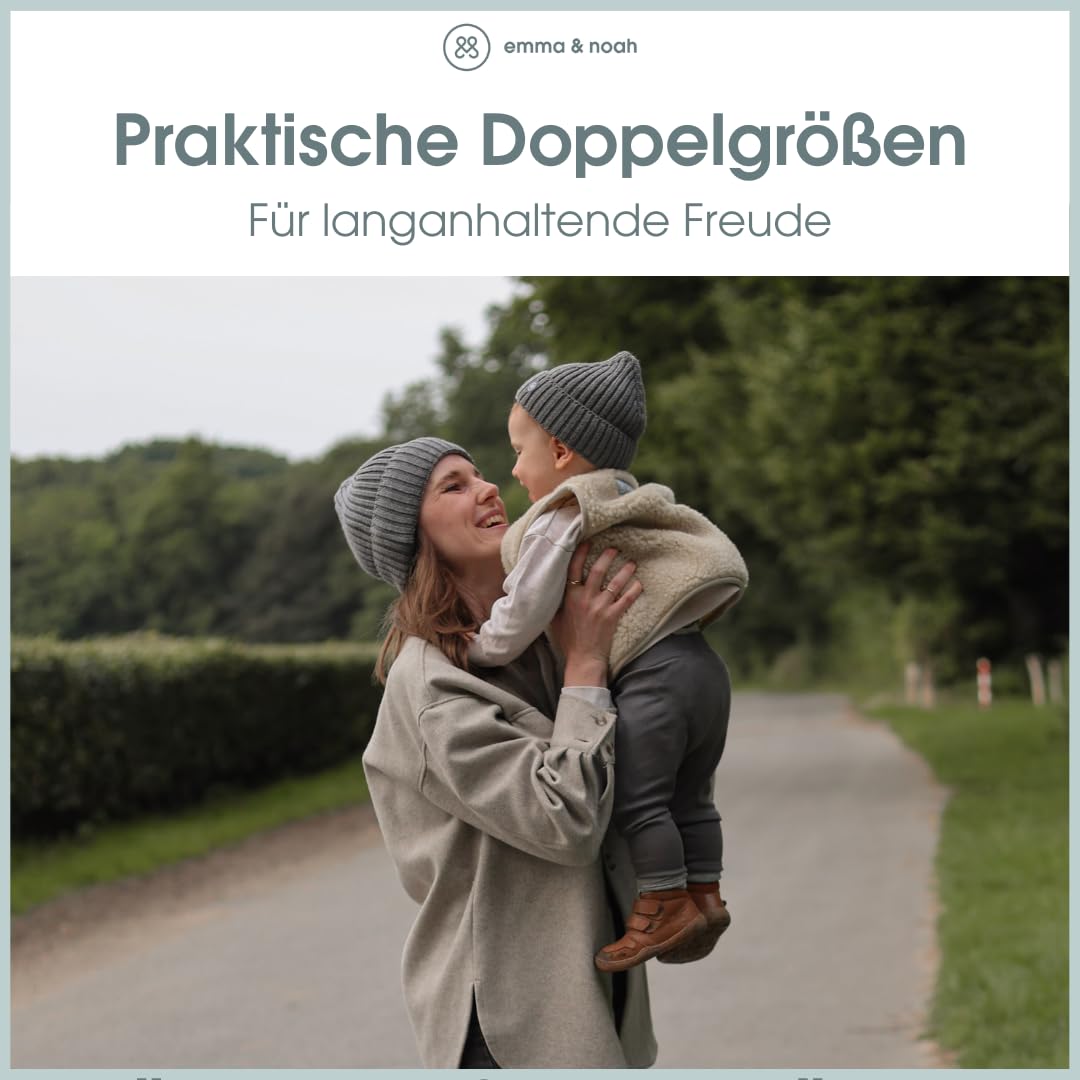 emma & noah Merino Teddy Weste für Kinder, weiche Wollweste aus 100% Merino Wolle, atmungsaktiv & wärmend, mitwachsend