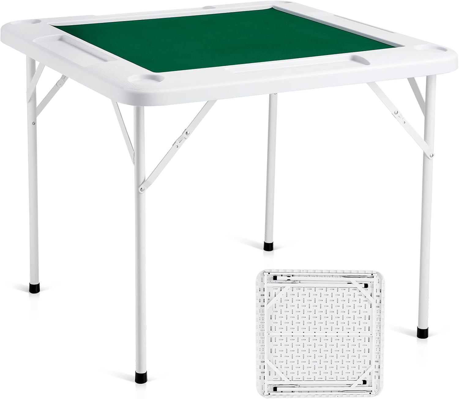 Folding Mahjong Table with Cup Holders