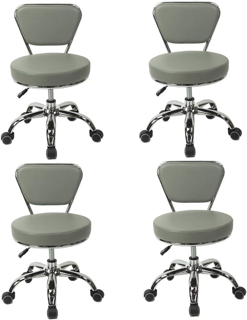 MAYAKOBA Set of 4 Dayton Pedicure Stool (Grey) Pneumatic, Adjustable Height, Perfect for Nail Salon, Pedicure spa