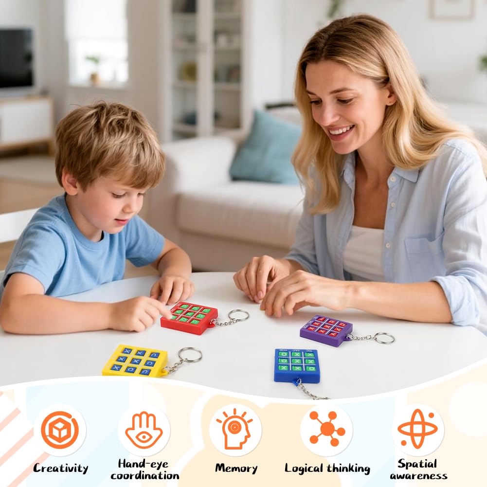 Pack De 16 Tres En Raya Para Niños – Mini Juego De Fieltro Con Llavero Y Bolsa De Almacenamiento – Regalo Viaje