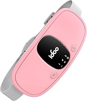 Valentines Gifts for Women Mum Her, iDOO Period Pain Relief Heating Pad Belt, Portable Rechargeable Period Cramp Heat Pad for Back & Stomach Cramps, 3 Heat/Vibration Modes, Auto Shut-Off, Pink