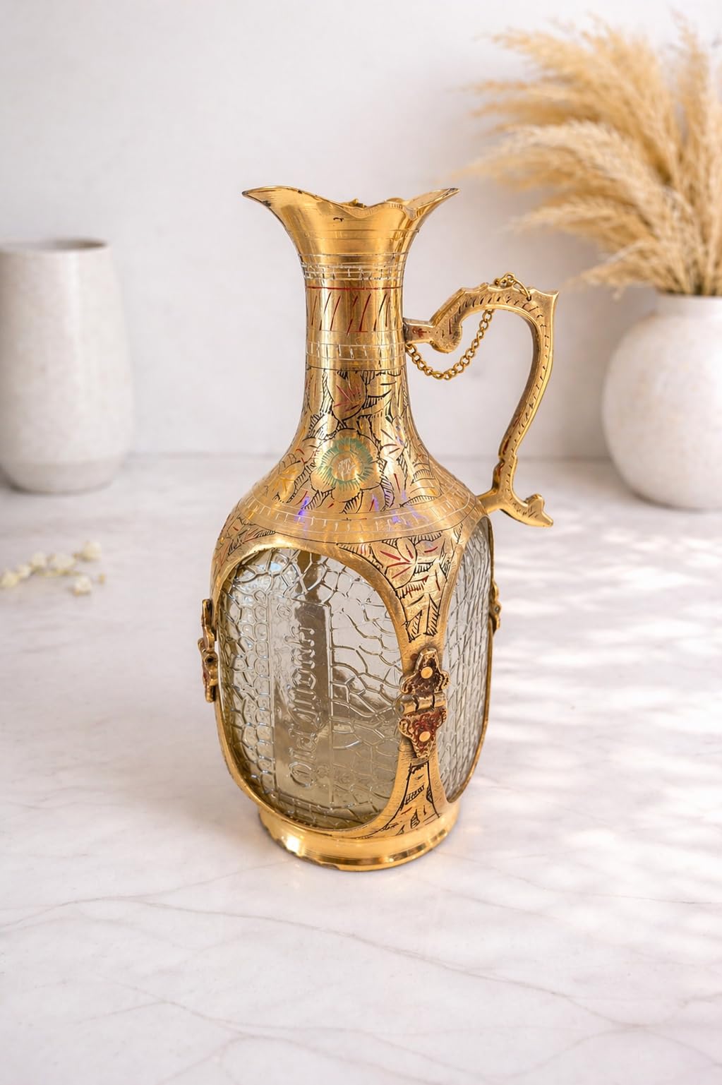 MOJO JOJO Wine Bottle Old Monk Antique Brass Bottle Vintage Look
