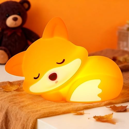 Amaredom Renard Veilleuse, Lampe Renard Mignonne, Luminosité Réglable, Minuterie 20