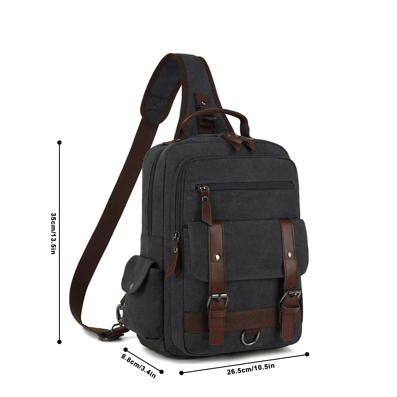 Bandolera vintage, mochila de lona para viajes, bolsa de hombro para hombre, bolsa de doble uso para llevar de mano y llevar cruzado