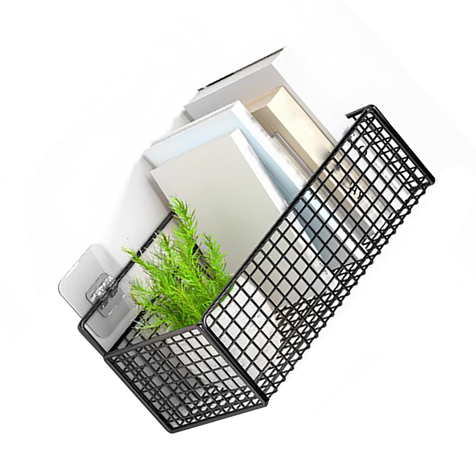 Paquete de 2 cestas de almacenamiento montadas en la pared sin taladros, organizador colgante de metal negro para cocina, baño, cestas de malla multifuncionales que ahorran espacio,