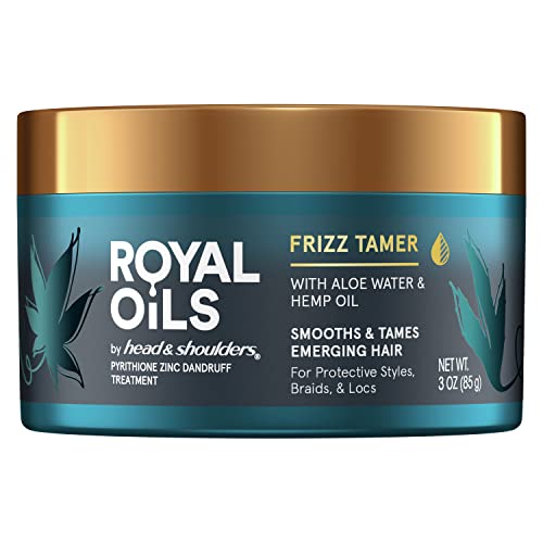 Head & Shoulders Royal Oils Frizz Tamer For Edge Control with Aloe Water and Hemp Oil Curly Hair products Natural 3.0 Fl Oz