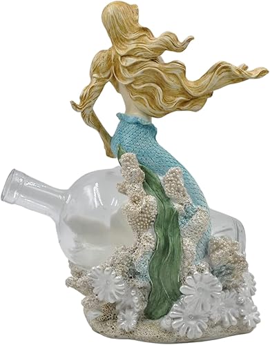 Miniatura 4 de Comfy Hour Under The Sea Collection Soporte para botellas de vino de sirena de 13 pulgadas, poliresina