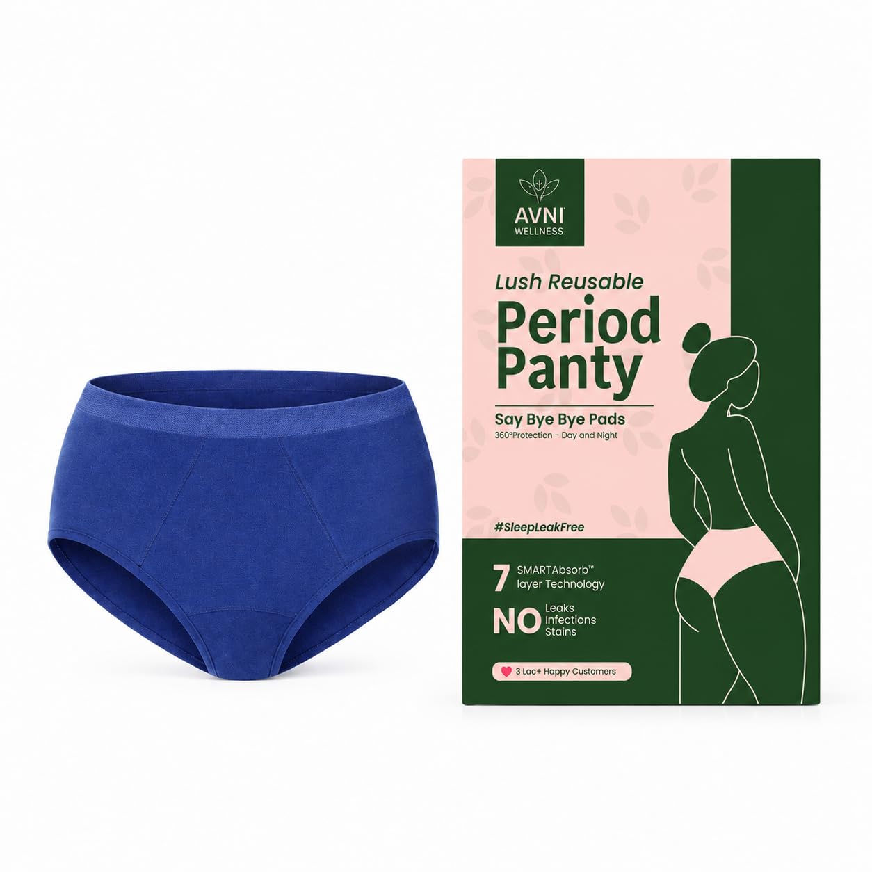 avni Washable Period Panty | Pack of 1 | Breathable Bamboo Fabric | Medium to Heavy Flow | Protection up to 10 hrs | No Leaks, No Stains | High Waist Underwear for Women | Reusable for 2 yrs-picture-53