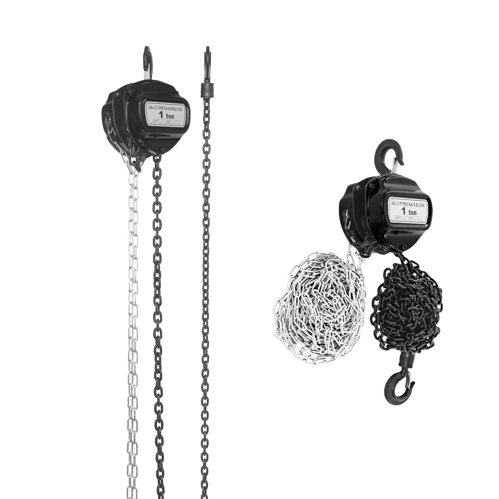 1 tonnellata/2204,62 lbs 6 m paranco a catena, paranco a catena manuale, archetto di sollevamento, fune, paranchi manuali, catena, per capannoni, fattorie e ranches (nero)