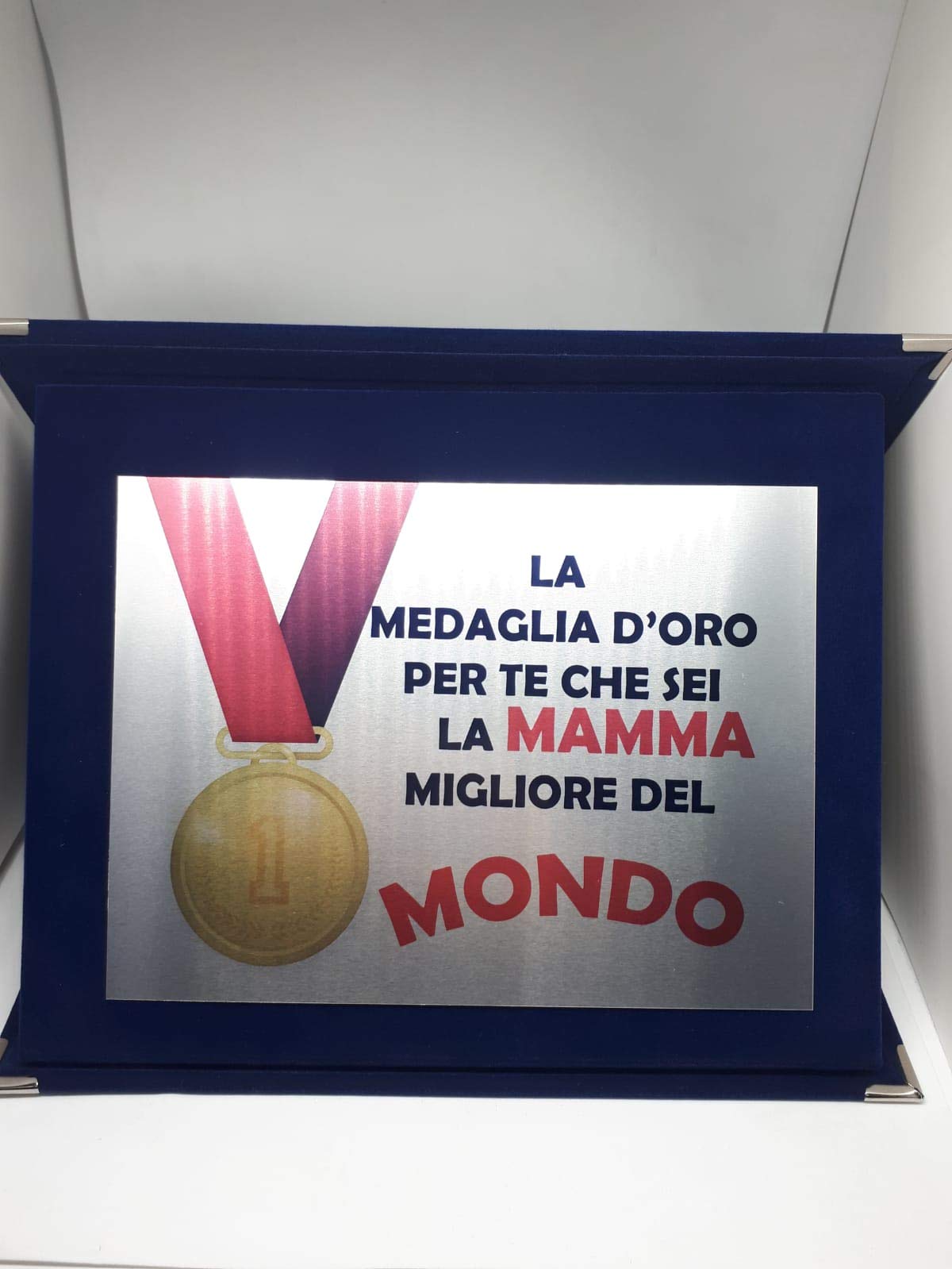 Targa Premio Big Mamma, Idea Regalo Per La Festa Della Mamma In Astuccio Velluto Blu