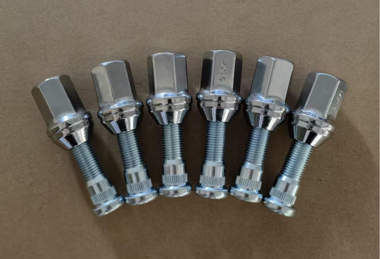 6PCS Serrated Wheel Studs 610-434 with Lug Nuts Compatible with GMC Chevrolet Silverado 1500, Traverse, Colorado, Yukon Tahoe, Cadillac Escalade etc.