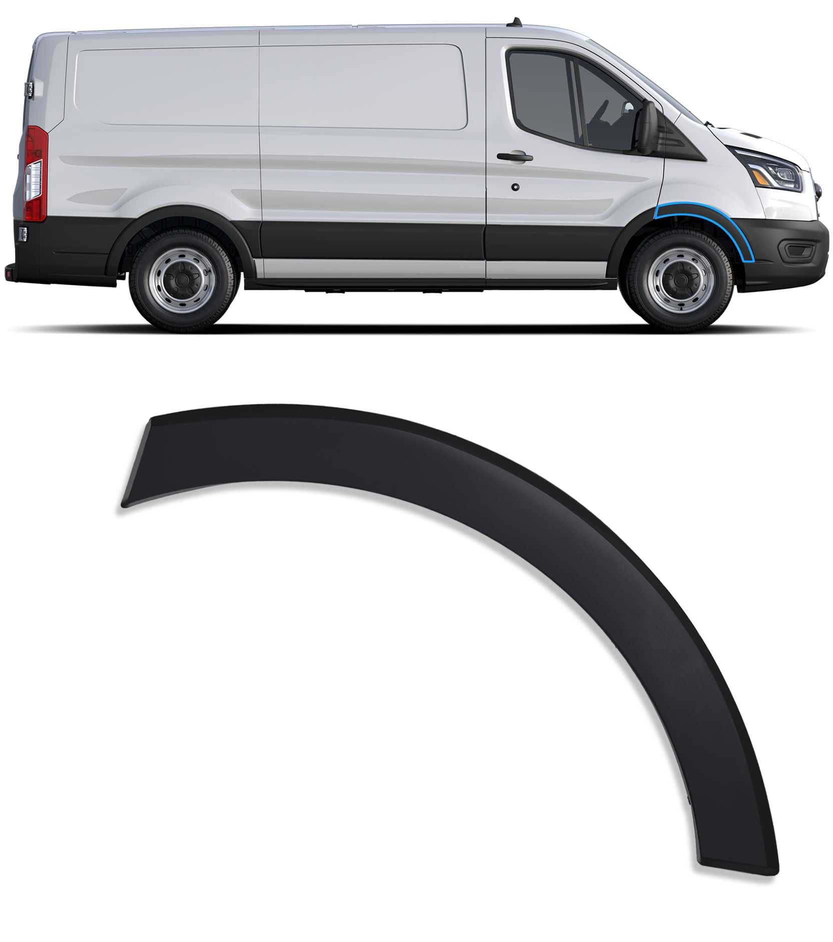 Front Right Door Fender Flare Molding Trim Compatible with 2015-2023 Ford Transit 150 250 350 350HD Upper Wheel Arch Molding