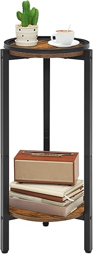 Miniatura 1 de HOOBRO Mesa auxiliar redonda pequeña, mesa de café para sofá esquina, 28.7 pulgadas de alto, mesita de noche redonda delgada, mesa de pedestal