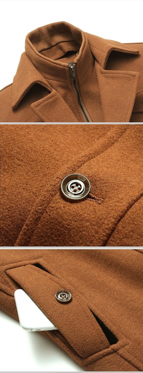 Cappotti Di Lana Da Uomo Trench Corto Invernale Imbottito In Misto Lana Spessa con Colletto Interno Rimovibile Giacche Trench Da Uomo Soprabito Lungo Fino Ai Fianchi Abbigliamento Da Lavoro