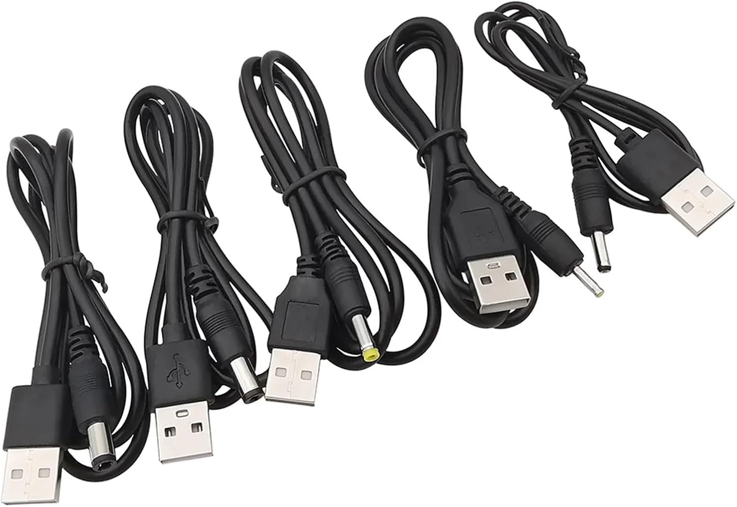 1PC 5V USB 2.0 Type A Male to 2.5x0.7mm 3.5x1.35mm 4.0x1.7mm 5.5x2.1mm 5.5x2.5mm DC Power Cable Jack Connector Charger Cord(5.5x2.5mm)