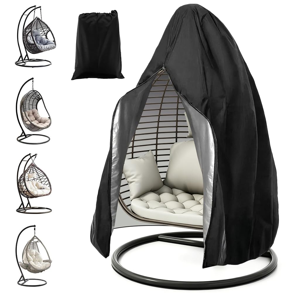 Spiritzohic Unisex White Egg Chair Cover, 210D Oxford Egg Chair Covers Waterproof, Hanging Eggs Chairs Covers With Waterproof Zipper, Garden Hanging Swing Covers, Windproof, Uv Resistant, Insect Resistant 190 X 115Cm