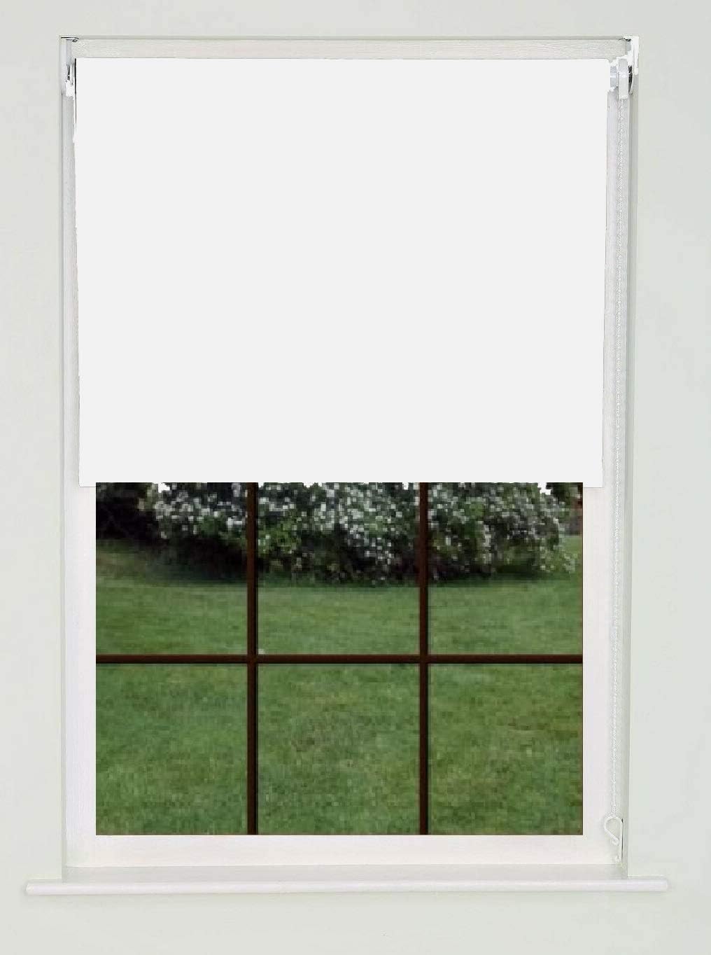 Roller blinds Thermal Blackout Roller blind - Trimmable UV Protection Child Safe Home Office Window Blinds Easy Fit Room Darkening shades White Blind 150cm wide x 210cm drop